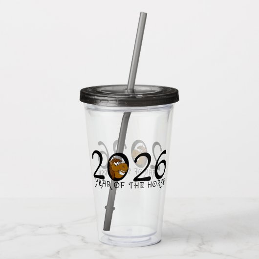 Cartoon 2026 Chinees Nieuwjaar Acryl Drinkbeker (Achterkant)
