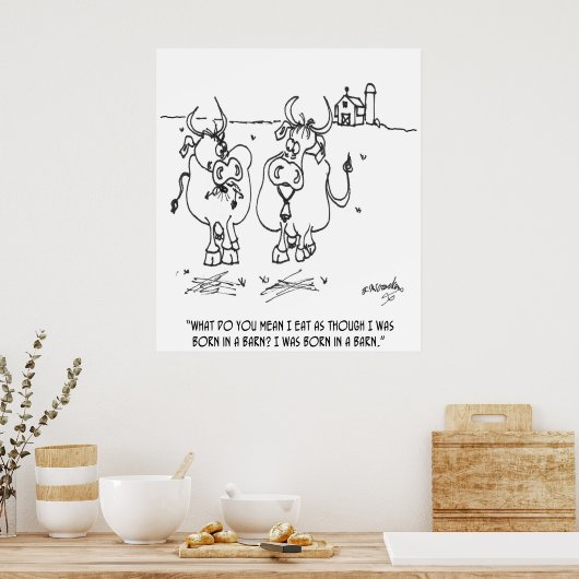 Cartoon 3348 van de koe poster (Keuken)