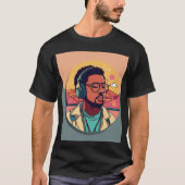 Cartoon 3D jongen studeren, ronde sticker icoon T-shirt (Voorkant)