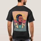 Cartoon 3D jongen studeren, ronde sticker icoon T-shirt (Achterkant)