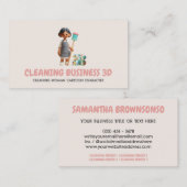 Cartoon 3D Klei Plastic Vrouw Schoonmaakkarakter Visitekaartje (Voorkant / Achterkant)