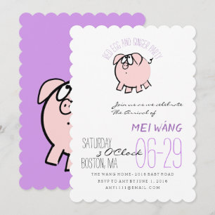 Cartoon 4 Varkensjaar Eieren en gemberpartij Baby  Kaart