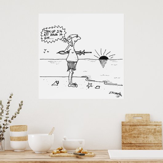 Cartoon aandelenmarkt 4013 poster (Keuken)