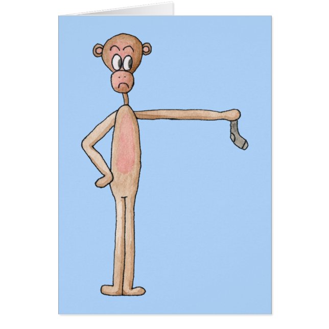 Cartoon aap met Smelly Sock. (Voorkant)