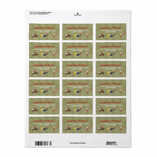 Cartoon Aap Toucan Beer Adresetiketten Etiket (Full Sheet)