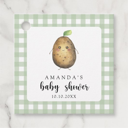 Cartoon Aardappel Baby shower Bedankjes Labels (Voorkant)
