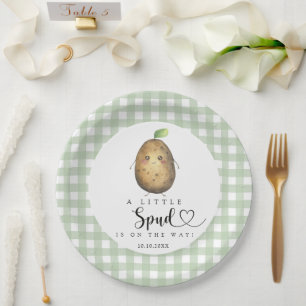 Cartoon Aardappel Baby Shower Papieren Bordje