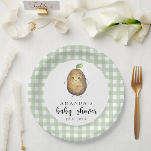 Cartoon Aardappel Baby shower Papieren Bordje (Huwelijk)