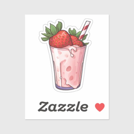 Cartoon aardbeien milkshake sticker (Vel)