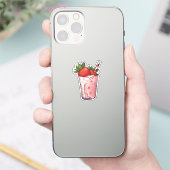 Cartoon aardbeien milkshake sticker (Telefoon)