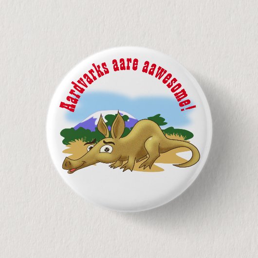 Cartoon Aardvark Ronde Button 3,2 Cm (Voorkant)
