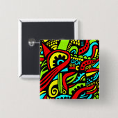Cartoon Abstract Vierkante Button 5,1 Cm (Voorkant /achterkant)