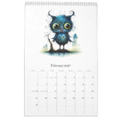 Cartoon Abstracte Big Eyed Birds Kalender (Feb 2027)