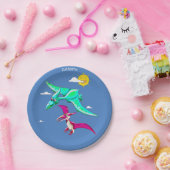 Cartoon Abstracte dinosaurussen, bekend als teroda Papieren Bordje (Feest)