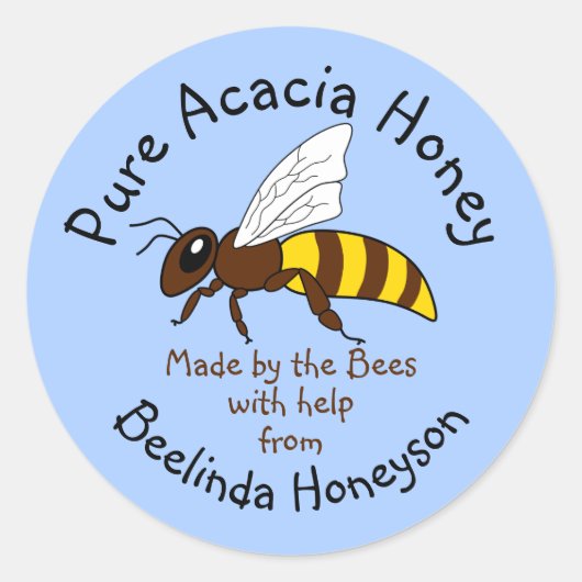 Cartoon Acacia Honey Jar Label Stickers (Voorkant)