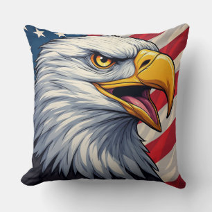 Cartoon Adelaar met Amerikaanse Vlag Patriottisch  Kussen
