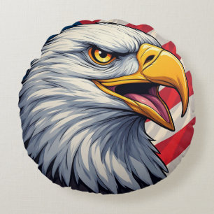 Cartoon Adelaar met Amerikaanse Vlag Patriottisch  Rond Kussen