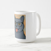 cartoon afbeelding mok, Russisch blauw, kat mok (Voorkant rechts)