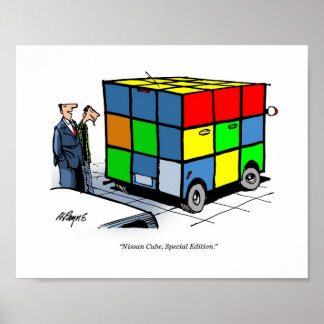 Cartoon afdruk Nissan Cube Poster