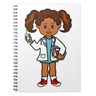 Cartoon African American Girl Doctor in de Needle Notitieboek