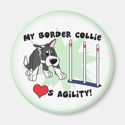 Cartoon Agility Border Collie Magnet (Voorkant)