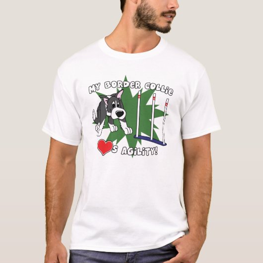 Cartoon Agility Border Collie T Shirt (Voorkant)