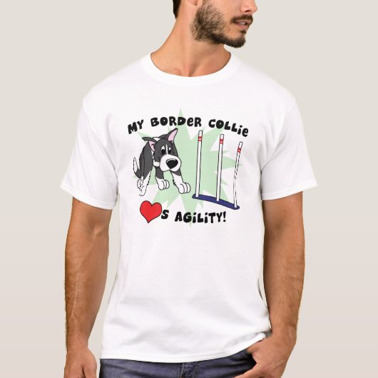 Cartoon Agility Border Collie Tee Shirt (Voorkant)