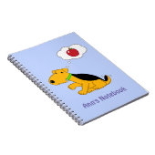 Cartoon Airedale Terrier Dog Denking of an Apple Notitieboek (Rechterzijde)