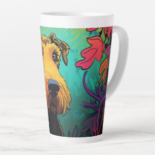 Cartoon Airedale Terrier in een Garden Latte Mok
