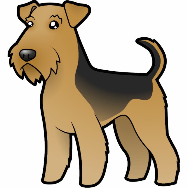 Cartoon Airedale Terrier/Welsh Terrier Fotobeeldje Magneet (Voorkant)