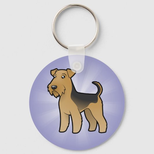 Cartoon Airedale Terrier/Welsh Terrier Sleutelhanger (Voorkant)