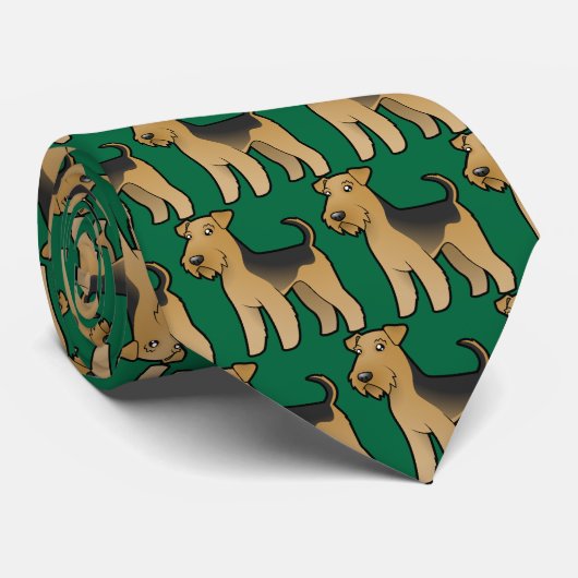 Cartoon Airedale Terrier/Welsh Terrier Stropdas (Opgerold)