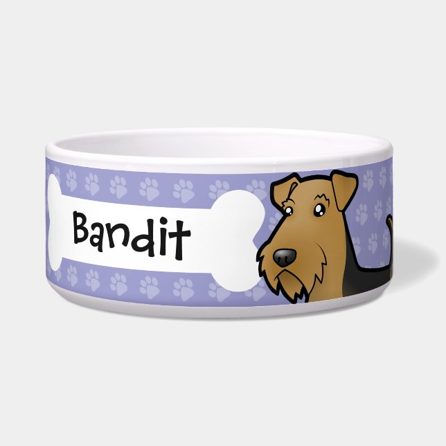 Cartoon Airedale Terrier/Welsh Terrier Voerbakje (Voorkant)
