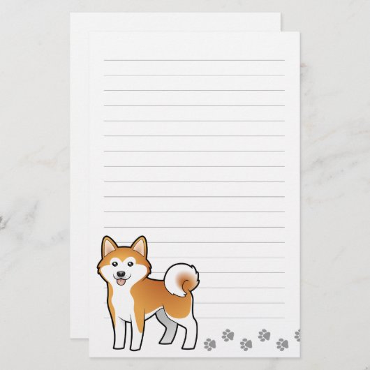 Cartoon Akita Inu/Shiba Inu Briefpapier (Voorkant / Achterkant)
