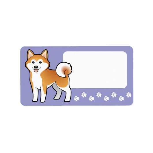 Cartoon Akita Inu/Shiba Inu Etiket (Voorkant)