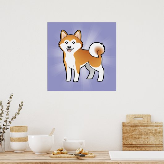 Cartoon Akita Inu/Shiba Inu Poster (Keuken)