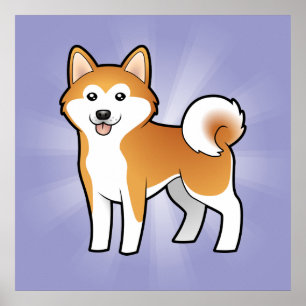 Cartoon Akita Inu/Shiba Inu Poster