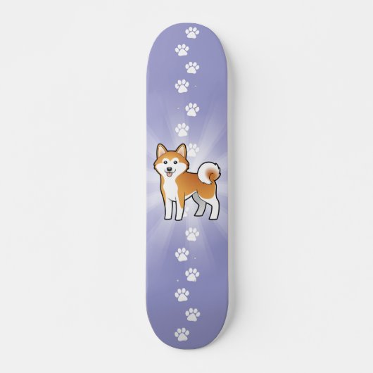 Cartoon Akita Inu/Shiba Inu Skateboard (Voorkant)