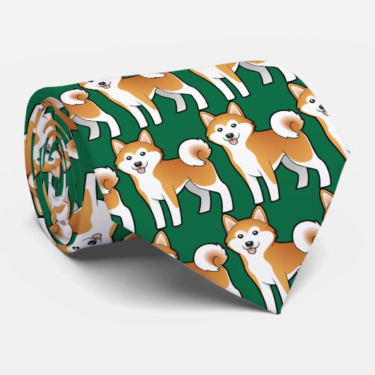 Cartoon Akita Inu/Shiba Inu Stropdas (Opgerold)