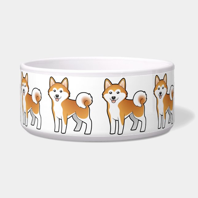 Cartoon Akita Inu/Shiba Inu Voerbakje (Voorkant)