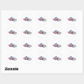 Cartoon Alien Spaceship Ronde Sticker (Vel)