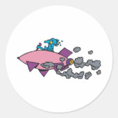 Cartoon Alien Spaceship Ronde Sticker (Voorkant)