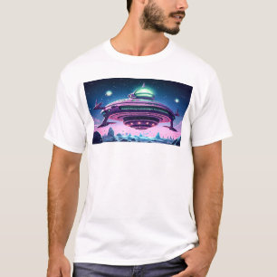 Cartoon Alien Spaceship T-shirt