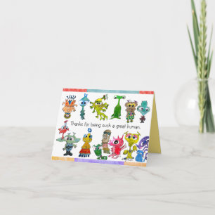 Cartoon Aliens Bedankt Opmerking Kaart (5.6x4)