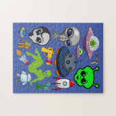 Cartoon Aliens Grays UFO Art Collage sheet Legpuzzel (Horizontaal)