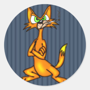 Cartoon Alley Cat Ronde Sticker
