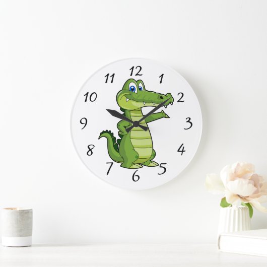 Cartoon Alligator Achtergrond Grote Klok (Huis)