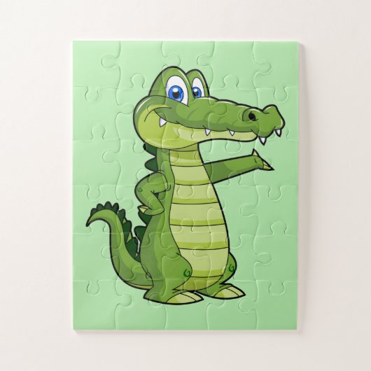 Cartoon Alligator Achtergrond Legpuzzel (Verticaal)