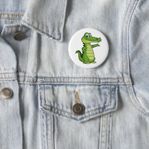 Cartoon Alligator Achtergrond Ronde Button 5,7 Cm