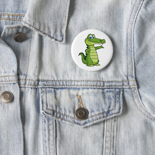 Cartoon Alligator Achtergrond Ronde Button 5,7 Cm (In situ)
